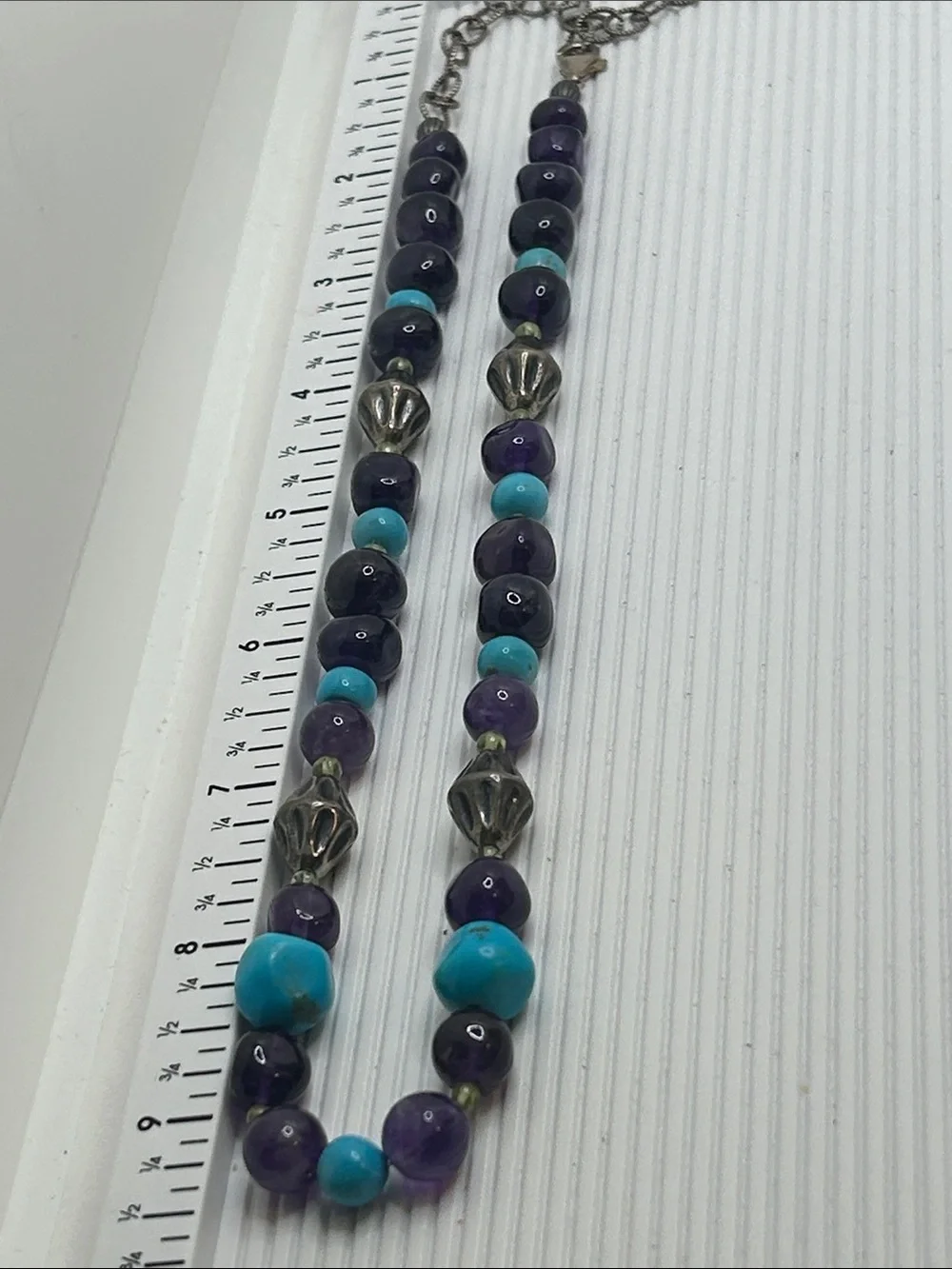 Carolyn Pollack Turquoise and Amethyst Beaded Necklace with Sterling Accents - Picture 9 of 12